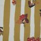 1 Yard Mustard Cotton Poplin Fabric with Floral Stripes Print